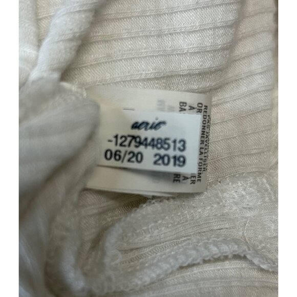 Aerie Offline XS/S Womens White Ribbed Henley Long Sleeve Top With Button Detail - Picture 9 of 11